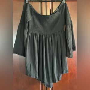 Torrid Black Rayon Off The-Shoulder Smocked Tunic